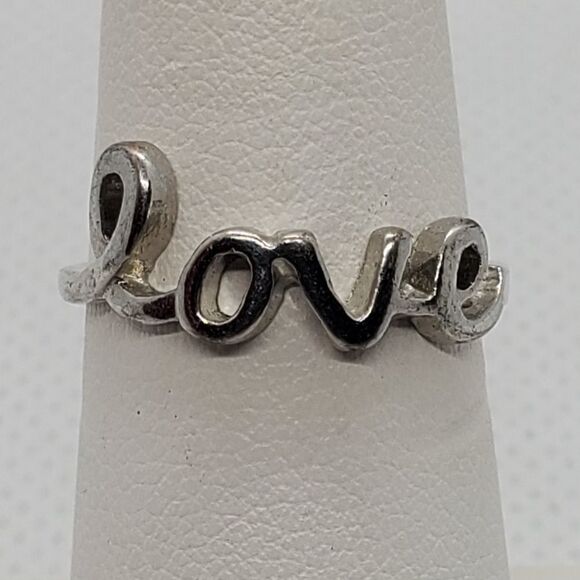 Silver Tone Love Ring - Picture 1 of 5